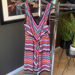 Betsey Johnson Pastel and Black Striped MIDI Sleeveless Dress